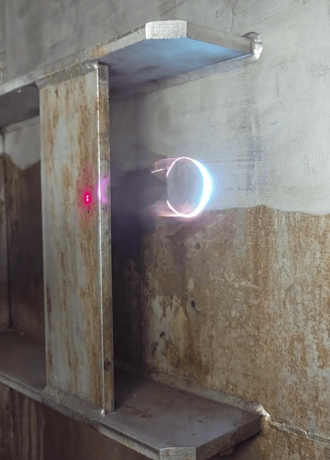 Food manufacturing stainless steel equipment during laser cleaning process