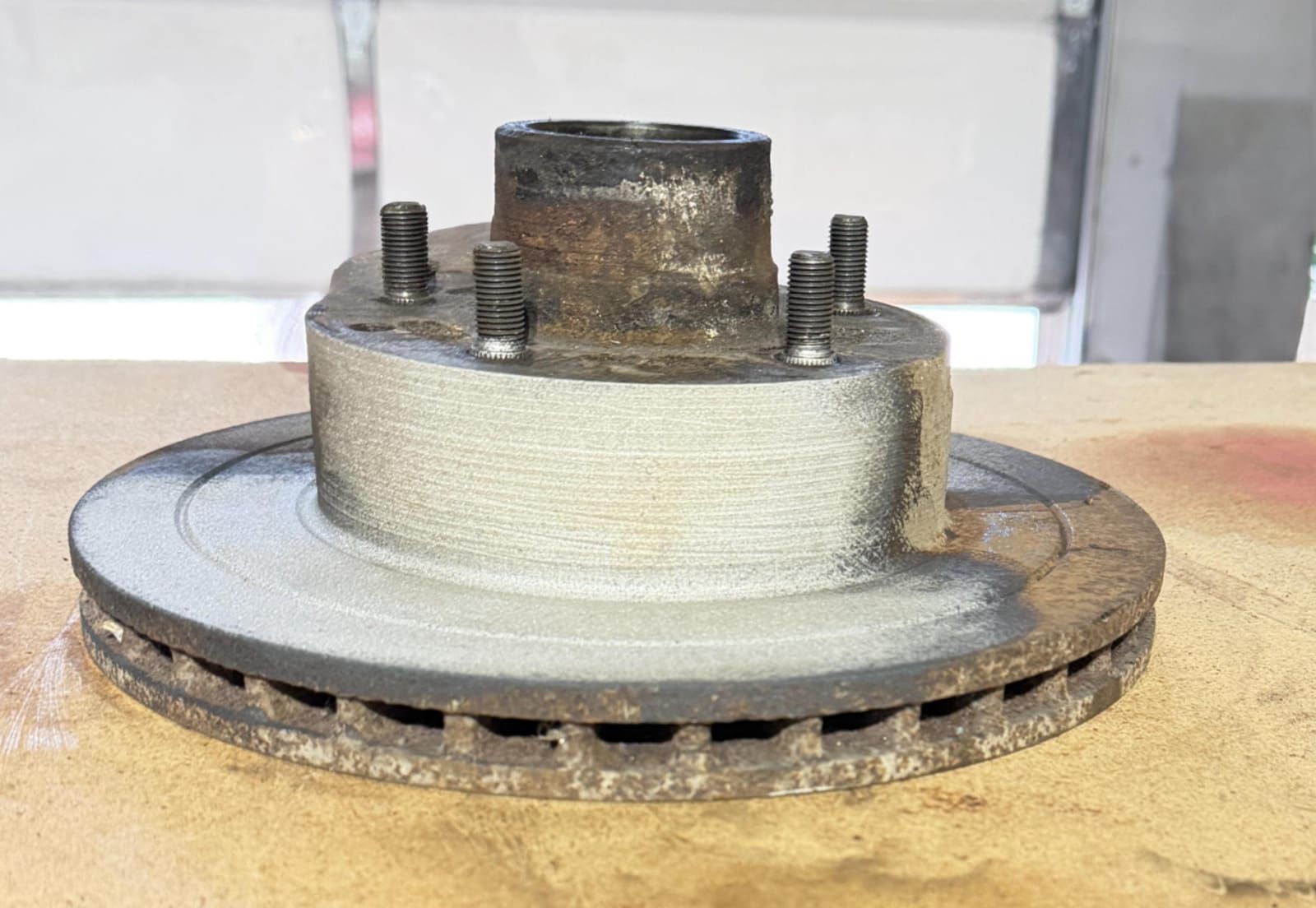Clean brake rotor hub after laser cleaning
